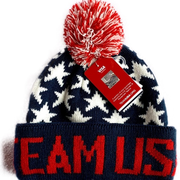 Team Apparel Other - Team USA Toboggan Knit Hat with Pom NWT